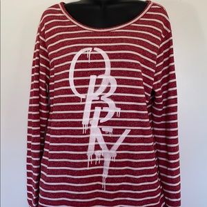 OBEY scoop neck red striped sweater